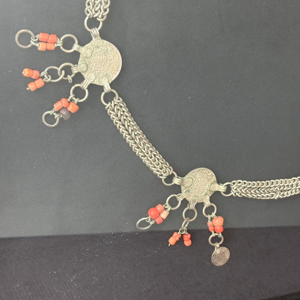 Berber N‎ African Silver Coin Necklace Coral Beads Coins Dated 1902–1903 Framed - Picture 6 of 16